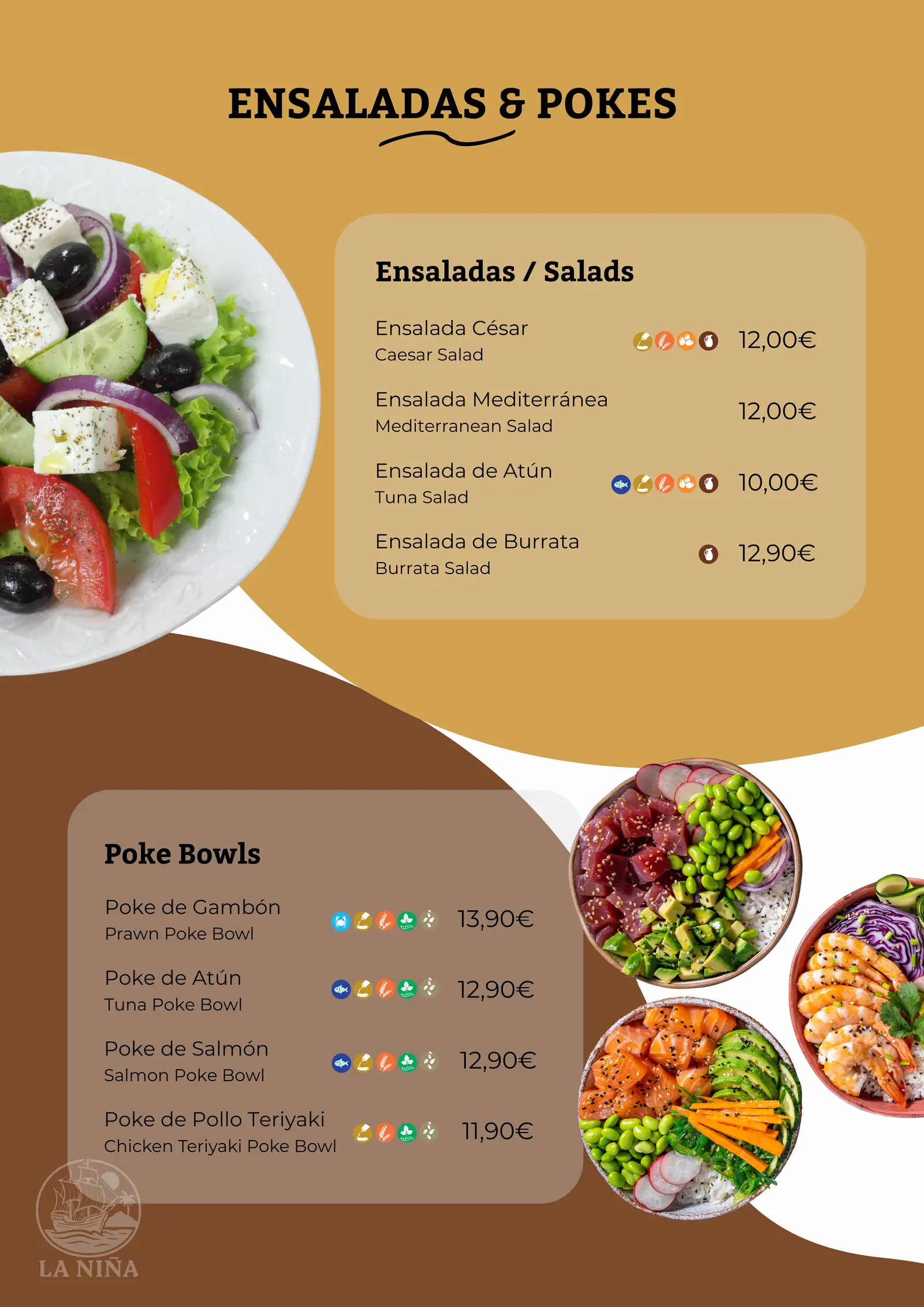 Carta La Niña, Ensaladas & Pokes