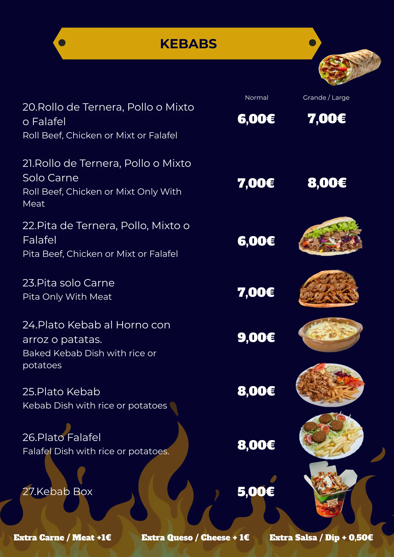 Carta M&J, Kebabs