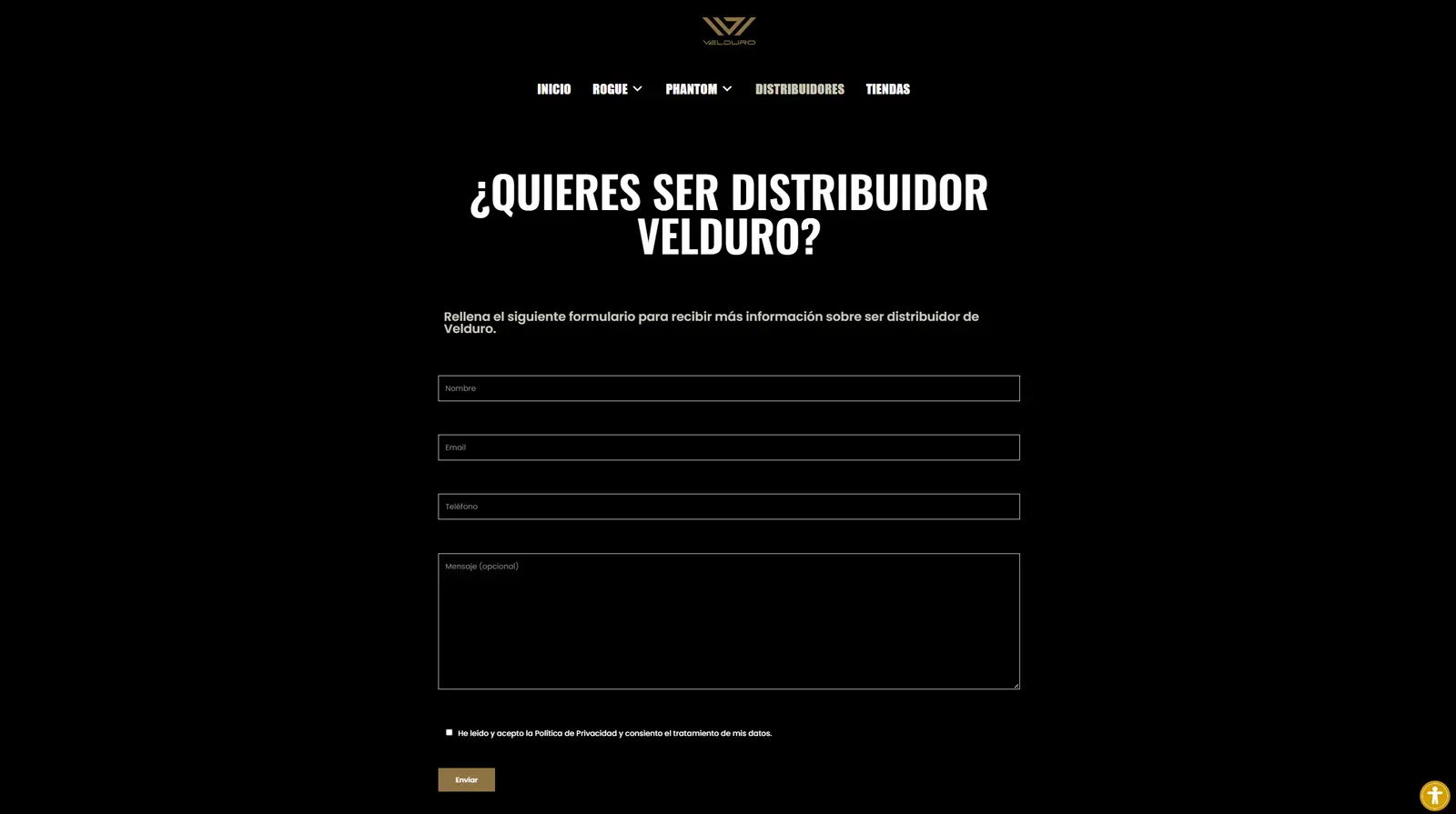 Formulario para ser distribuidor de Velduro