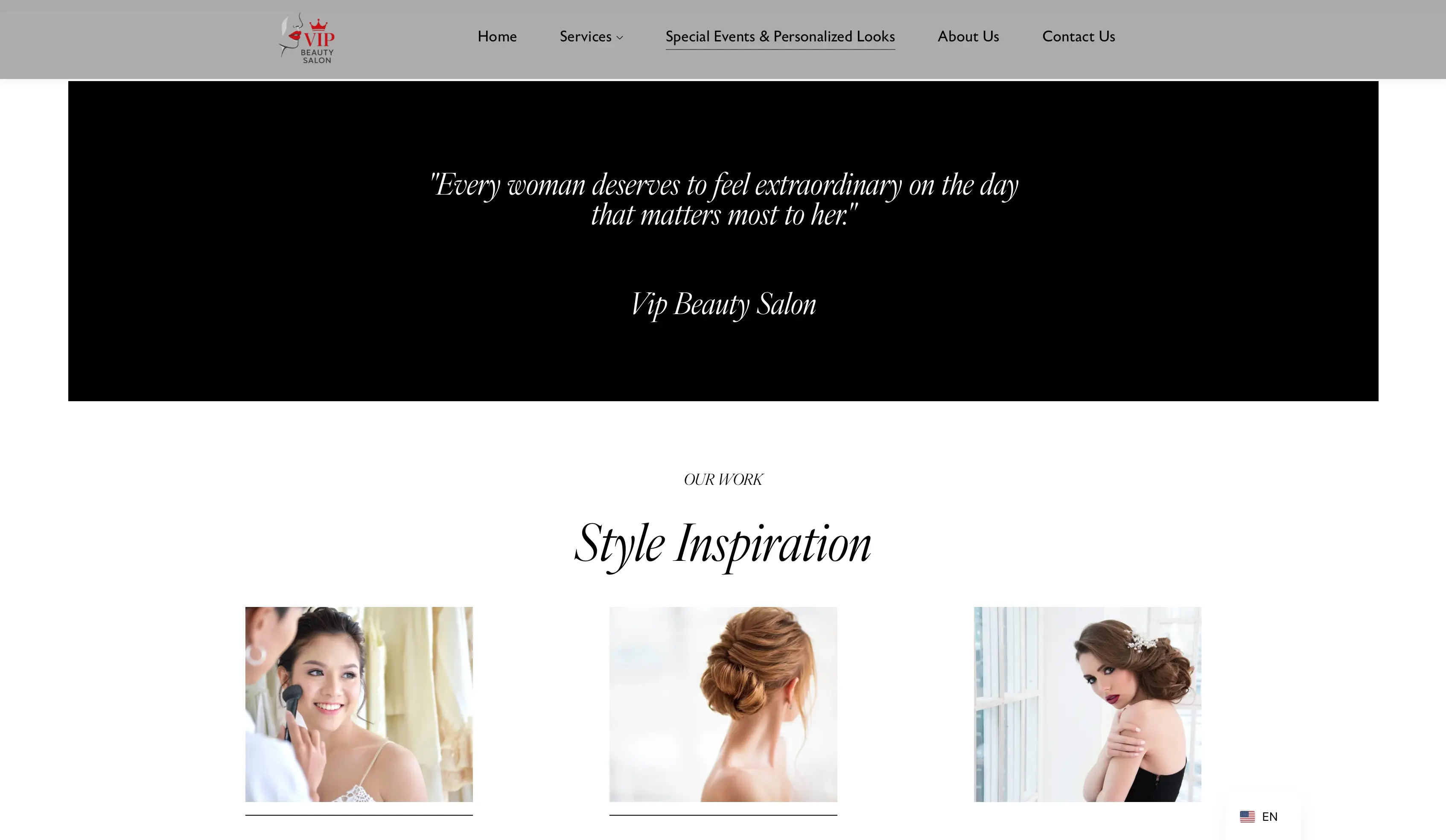 Sección de servicios, VIP Beauty Salon